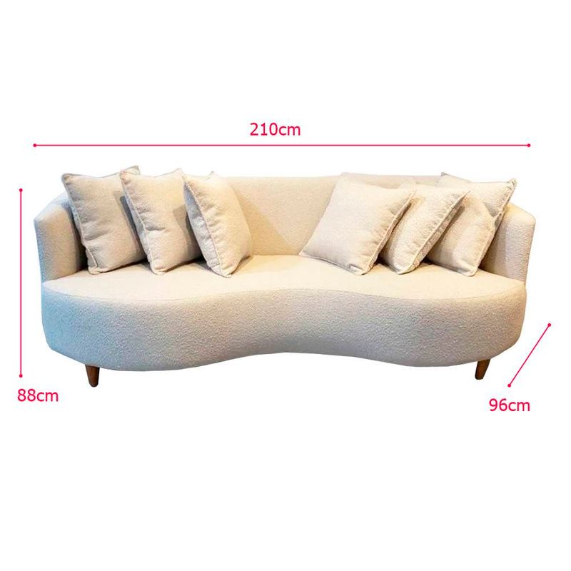 SofaBeans3LugaresEstofadoBoucleOffWhitePesMel210cm75084