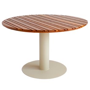 Mesa de Jantar Deck Redonda Cumaru Vermelho Base Taupe 100cm - 75509