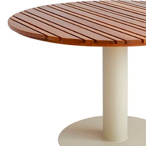 Mesa de Jantar Deck Redonda Cumaru Vermelho Base Taupe 100cm - 75509