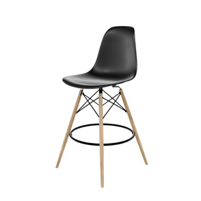 Kit 2 Banquetas Eames Polipropileno Preto Base Dsw Madeira - 75463