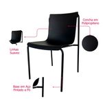 Kit04CadeirasIrisPolipropilenoPretoBaseAcoPreta75582