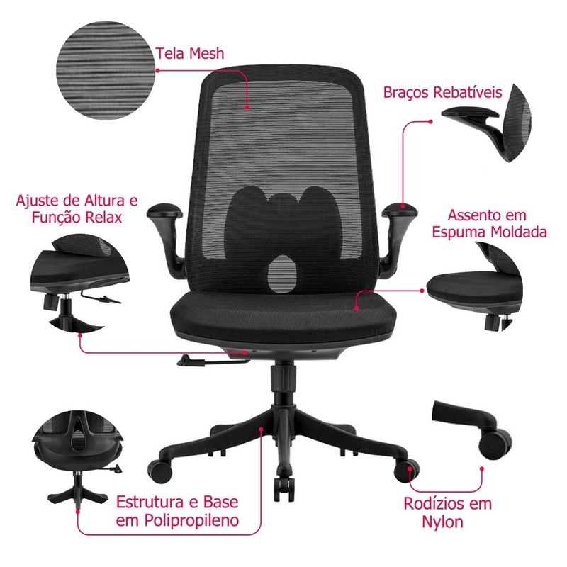 CadeiraAustinOfficeDiretorGiratoriaTelaMeshBasePolipropileno75635