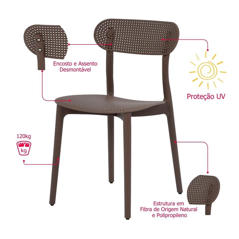 Kit04CadeirasVertePolipropilenoBambu75667