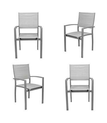 Kit 04 Cadeiras Angra Tela Mesh Base Alumínio Grafite - 75694