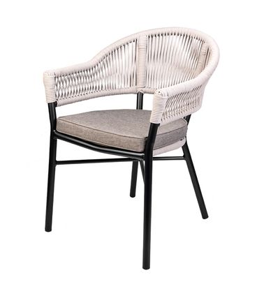 Cadeira Caraiva Alumínio Preta Assento Corda Náutica Amêndoa - 75713