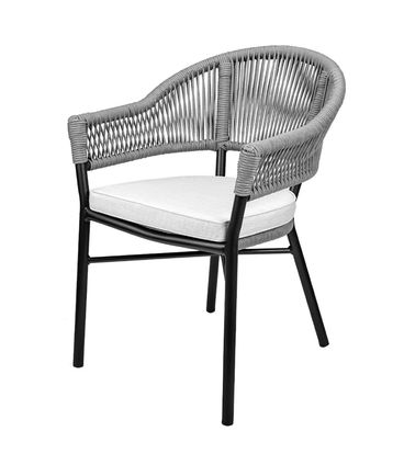 Cadeira Caraiva Alumínio Preta Assento Corda Náutica Chumbo - 75714