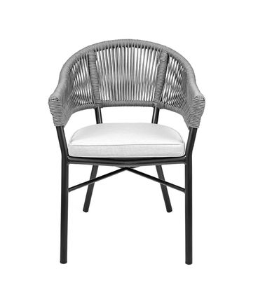 Cadeira Caraiva Alumínio Preta Assento Corda Náutica Chumbo - 75714