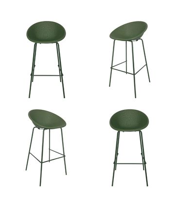 Kit 04 Banquetas Drops Polipropileno Fendi Base Aço - 75718