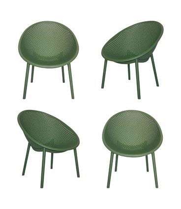 Kit 04 Poltronas Drops Polipropileno Verde  - 75725