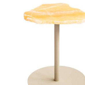 Mesa Lateral Naturally Tampo Pedra Calcita Base Taupe 35cm - 75840