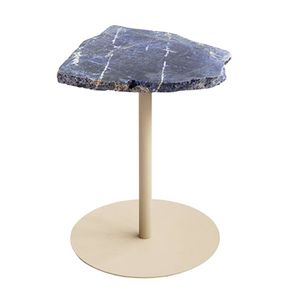 Mesa Lateral Naturally Tampo Pedra Sodalita Base Taupe 35cm - 75842