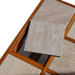 Mesa de Centro Madero Tampo Malibu Sand Base Taupe 90x90cm - 75878