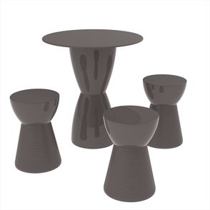 Conjunto Mesa Fit Com 03 Banquetas Polipropileno Cinza Mushroom - 75980