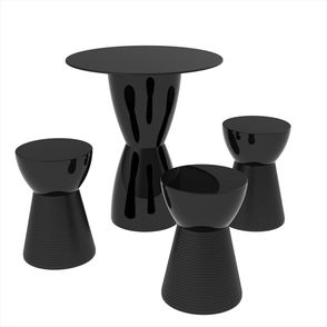 Conjunto Mesa Fit Com 03 Banquetas Polipropileno Preto - 75975