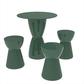 Conjunto Mesa Fit Com 03 Banquetas Polipropileno Verde Alecrim - 75981