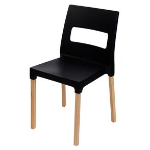 Cadeira Vezo Wood Polipropileno Preto Pés Madeira - 76023