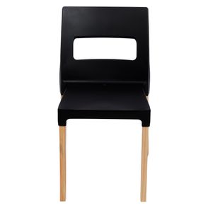 Cadeira Vezo Wood Polipropileno Preto Pés Madeira - 76023