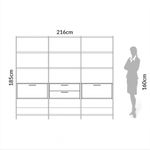 EstanteElegante3Torrescom1Gaveteiroe2Porta216MTLARGcorFreijocomPretoFosco52832