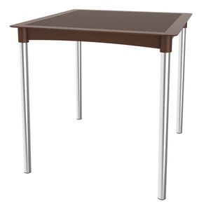 Mesa Atto Rattan 04 Lugares PP Chocolate Pés Alumínio 74cm - 76156
