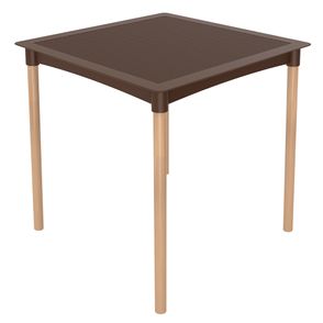 Mesa Atto Rattan 04 Lugares PP Chocolate Pés Madeira 74cm - 76158