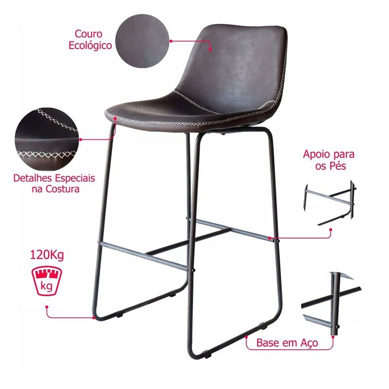 Kit04BanquetasCouroEcologicoOxfordConhaqueBaseAco76290