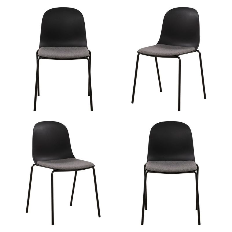 Kit04CadeirasBilbaoPolipropilenoPretoBaseEmAco76318