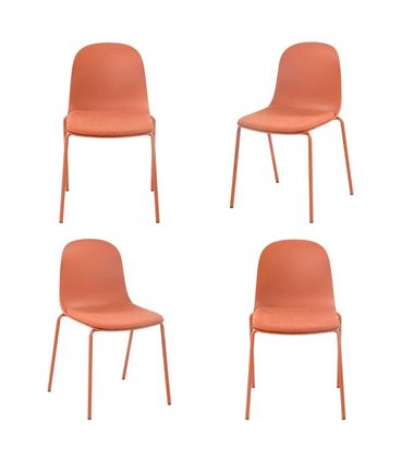 Kit 04 Cadeiras Bilbao Polipropileno Terracota Base Em Aço - 76367
