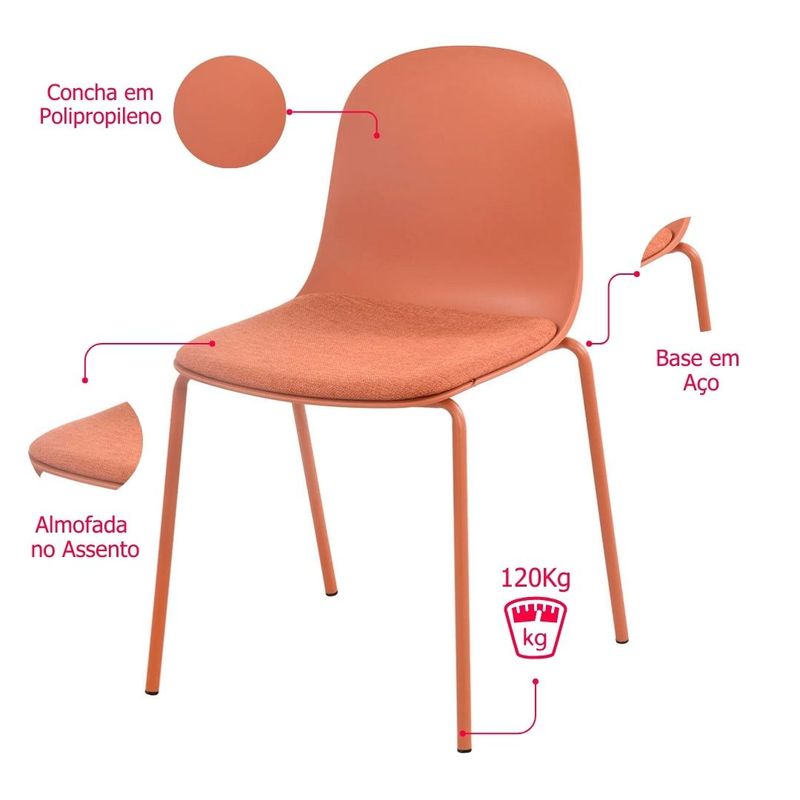 Kit04CadeirasBilbaoPolipropilenoTerracotaBaseEmAco76367