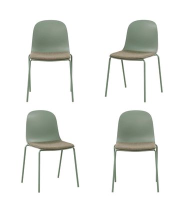Kit 04 Cadeiras Bilbao Polipropileno Verde Aloe Base Em Aço - 76368