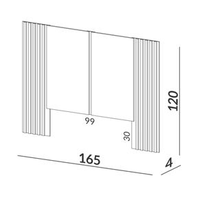 Cabeceira Asti com Detalhe Ripado Off White com Freijó 165cm - 76376