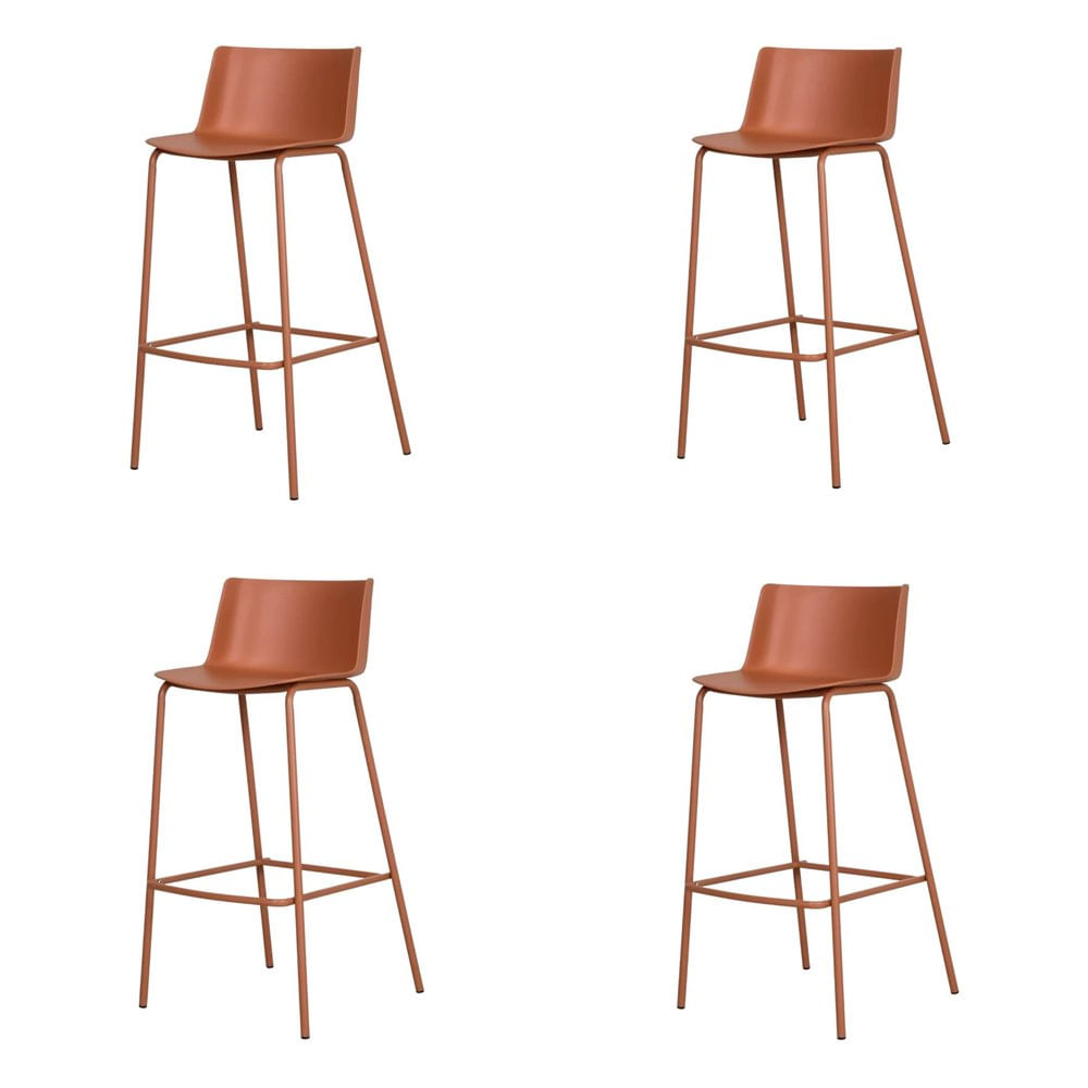Kit-04-Banquetas-Ipanema-Media-Polipropileno-e-Base-Aco-Terracota