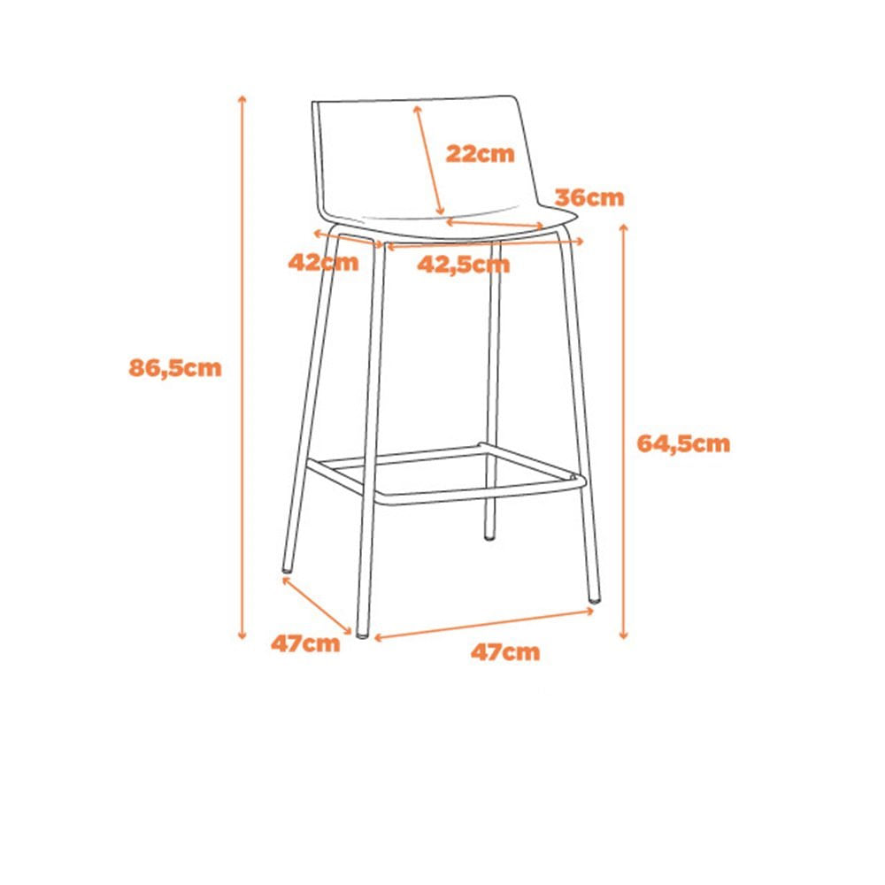 Kit-04-Banquetas-Ipanema-Media-Polipropileno-e-Base-Aco-Terracota