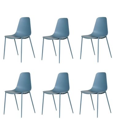 Kit 06 Cadeiras Miami Polipropileno e Aço Azul Sonho Distante - 76432