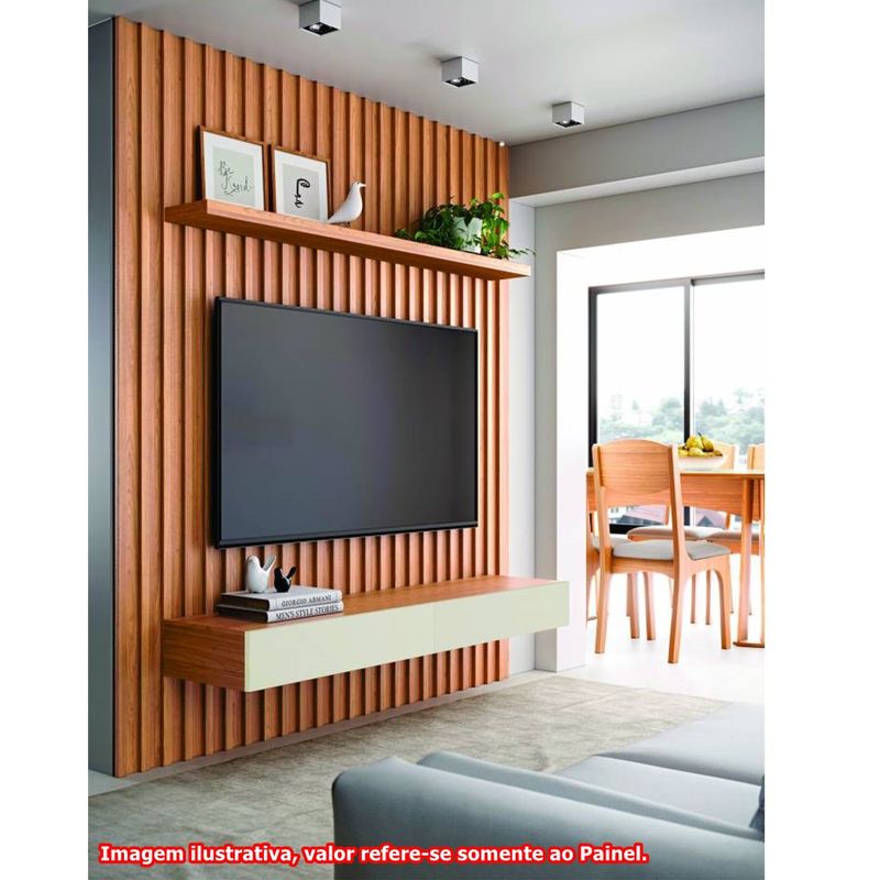 PainelSuspensoRoofTB186RipadocomLedCorFreijoeOffWhite178cm