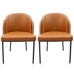 Kit02CadeirasNevadaCarameloBaseAcoCarbono