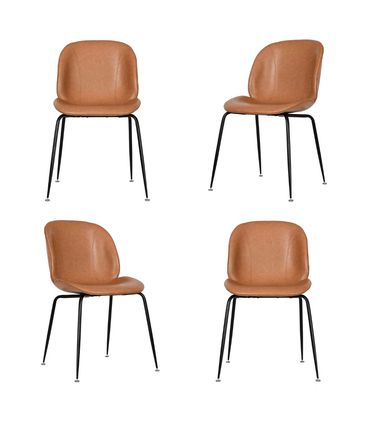 Kit 04 Cadeiras Dinamarca Corino Caramelo - 76515