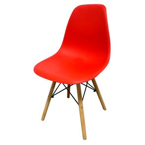 Kit 04 Cadeiras Eames Eiffel PP Vermelho Base Madeira - 76518