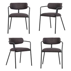 Kit 04 Cadeiras Girona Tecido Grafite Base Aço Carbono Preto - 76527
