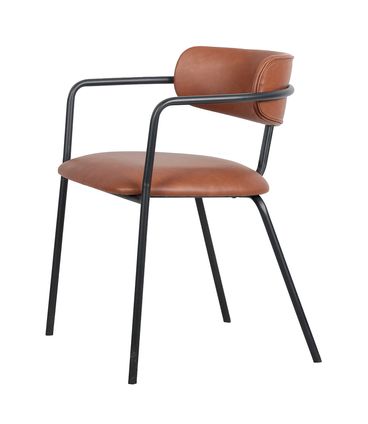 Kit 04 Cadeiras Girona Corino Caramelo Base Aço Carbono Preto - 76528