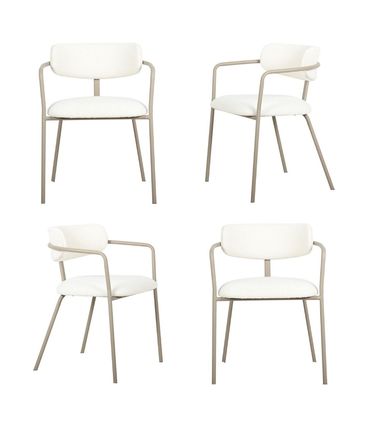 Kit 04 Cadeiras Girona Bouclé Nude Base Aço Carbono Champagne - 76530