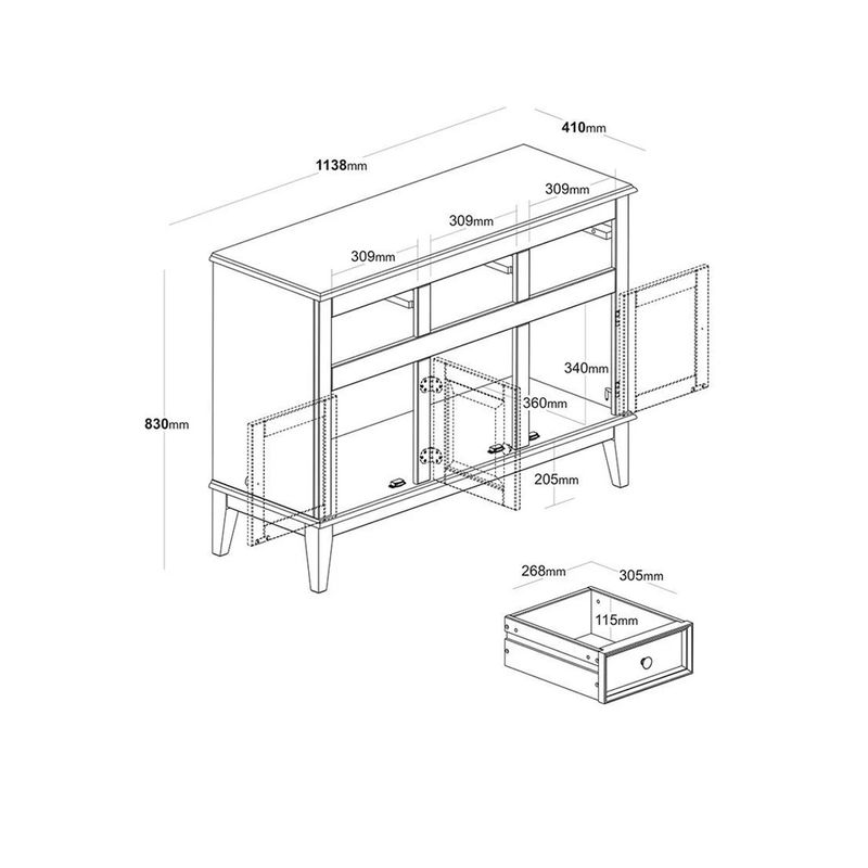 BuffetAntoine3Portas3GavetasBaseAmendoa114cm