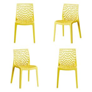 Kit 04 Cadeiras Gruvyer Polipropileno Amarelo - 76533