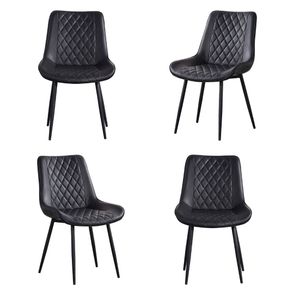 Kit 04 Cadeiras Haifa Corino Preto Base Aço Preto - 76537