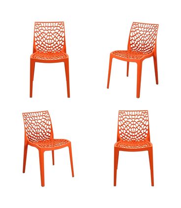 Kit 04 Cadeiras Gruvyer Polipropileno Laranja - 76535