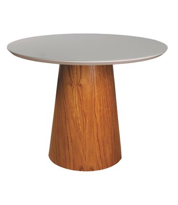 Mesa Jantar Redonda Ravena Vidro Off White Base Cinamomo 110cm - 75780