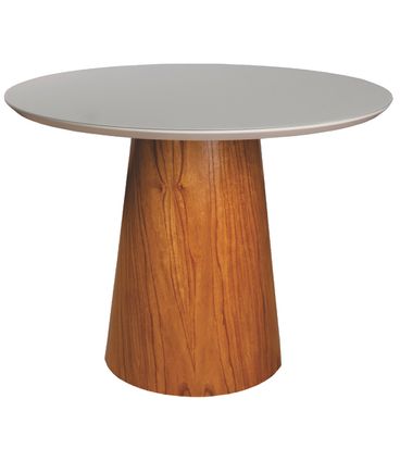 Mesa Jantar Redonda Ravena Vidro Off White Base Cinamomo 100cm - 75782