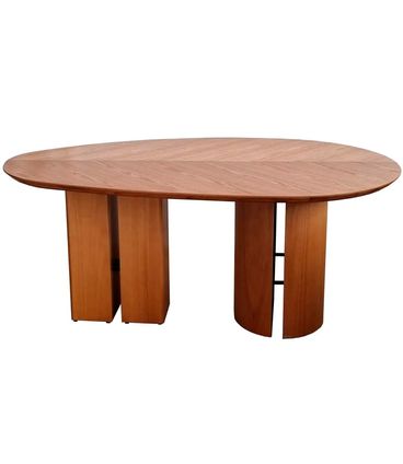Mesa Jantar Sampa Orgânica Tampo e Base em Madeira Castanho 218cm - 76547