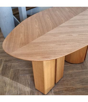Mesa Jantar Sampa Orgânica Tampo e Base em Madeira Castanho 218cm - 76547