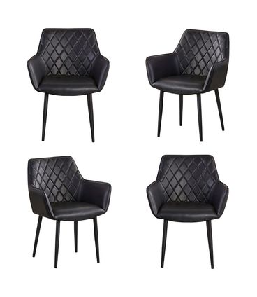 Kit 04 Cadeiras Marrakesh Corino Preto Base Aço Preto - 76548