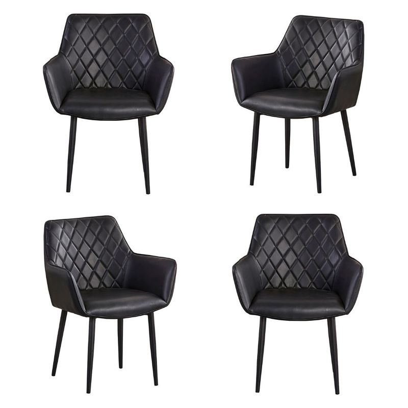 Kit04CadeirasMarrakeshCorinoPretoBaseAcoPreto76548